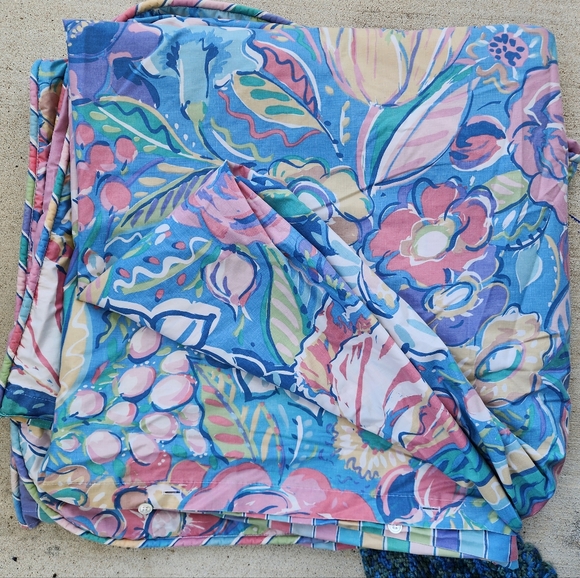 Vintage Collier Campbell Floral Pastel Queen Duvet Cover W/Shabby Chic Shams - Picture 4 of 14